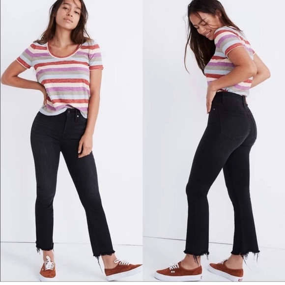 Madewell Cali Demi Boot Jeans Raw Hem in Faded Black Size 25 - Picture 12 of 12